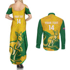 Custom Australia Soccer Couples Matching Summer Maxi Dress and Long Sleeve Button Shirt 2025 Go Matildas Marble Grunge Style