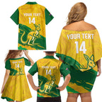 Custom Australia Soccer Family Matching Off Shoulder Short Dress and Hawaiian Shirt 2025 Go Matildas Marble Grunge Style