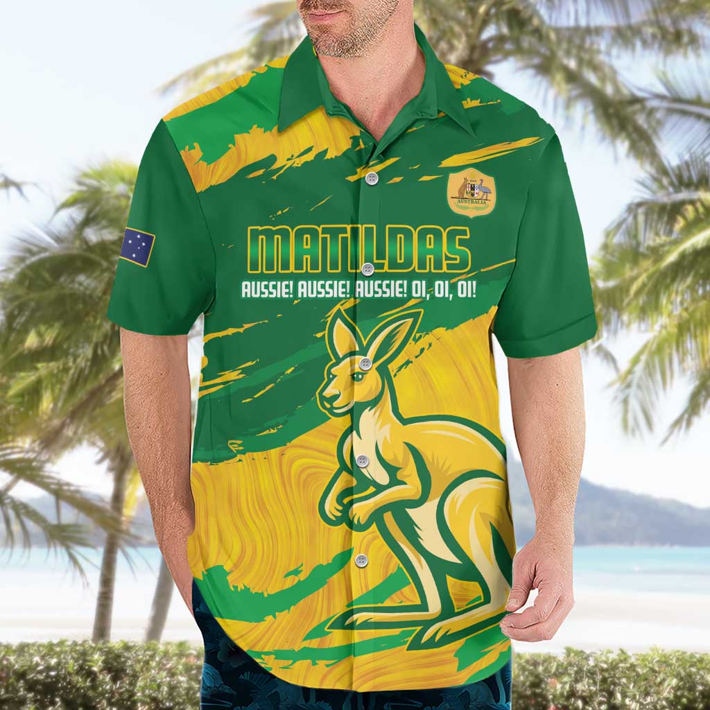 Custom Australia Soccer Hawaiian Shirt 2025 Go Matildas Marble Grunge Style
