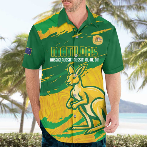 Custom Australia Soccer Hawaiian Shirt 2025 Go Matildas Marble Grunge Style