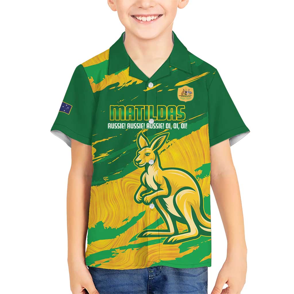 Custom Australia Soccer Hawaiian Shirt 2025 Go Matildas Marble Grunge Style