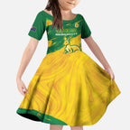 Custom Australia Soccer Kid Short Sleeve Dress 2025 Go Matildas Marble Grunge Style