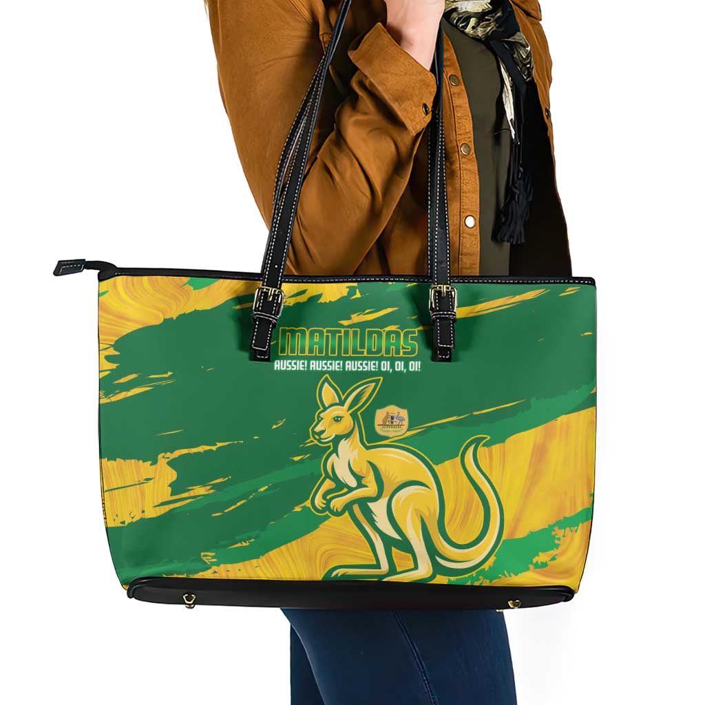 Australia Soccer Leather Tote Bag 2025 Go Matildas Marble Grunge Style