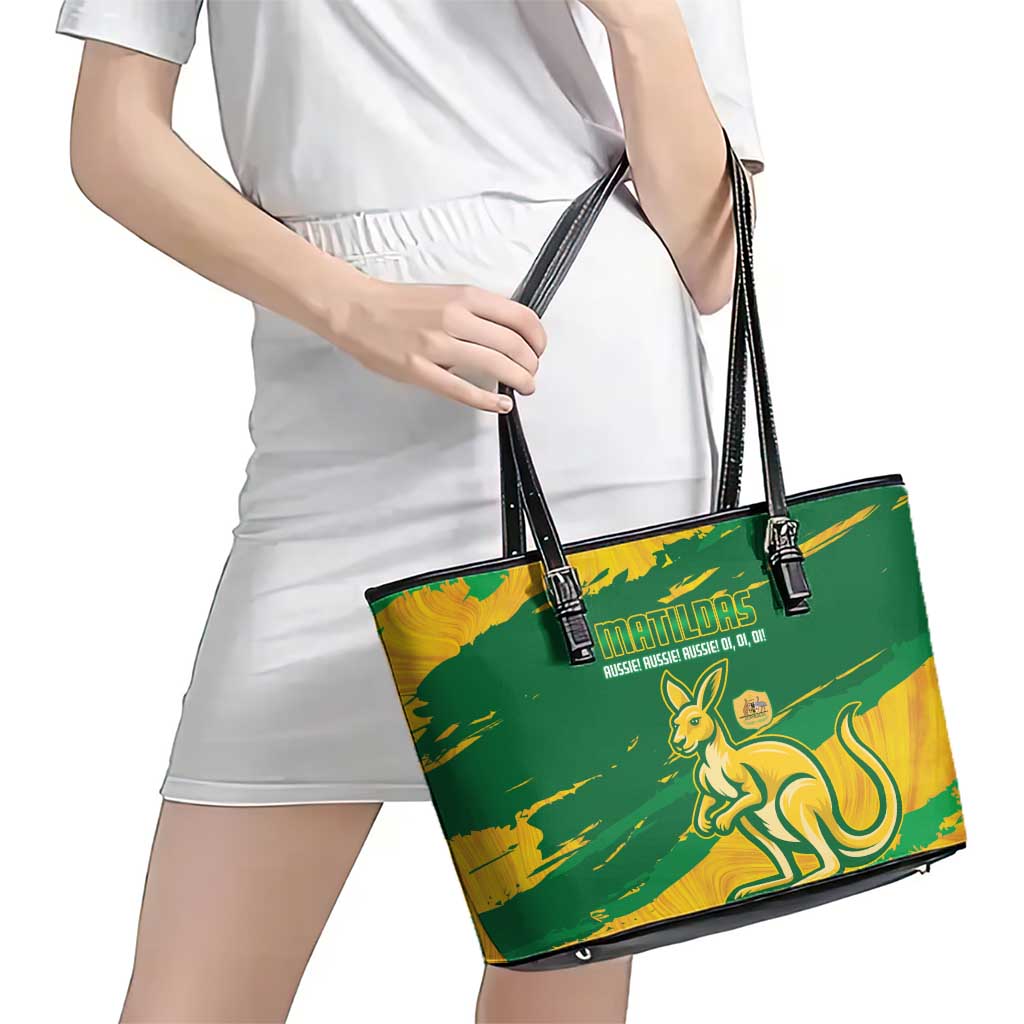 Australia Soccer Leather Tote Bag 2025 Go Matildas Marble Grunge Style