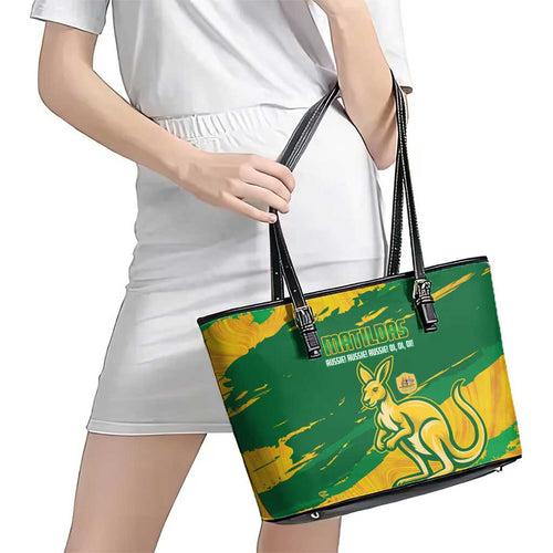 Australia Soccer Leather Tote Bag 2025 Go Matildas Marble Grunge Style