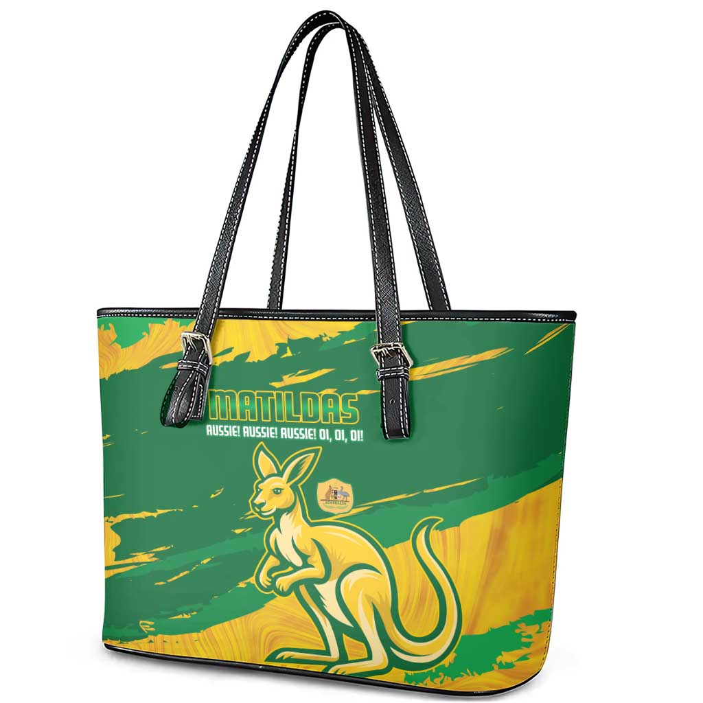 Australia Soccer Leather Tote Bag 2025 Go Matildas Marble Grunge Style
