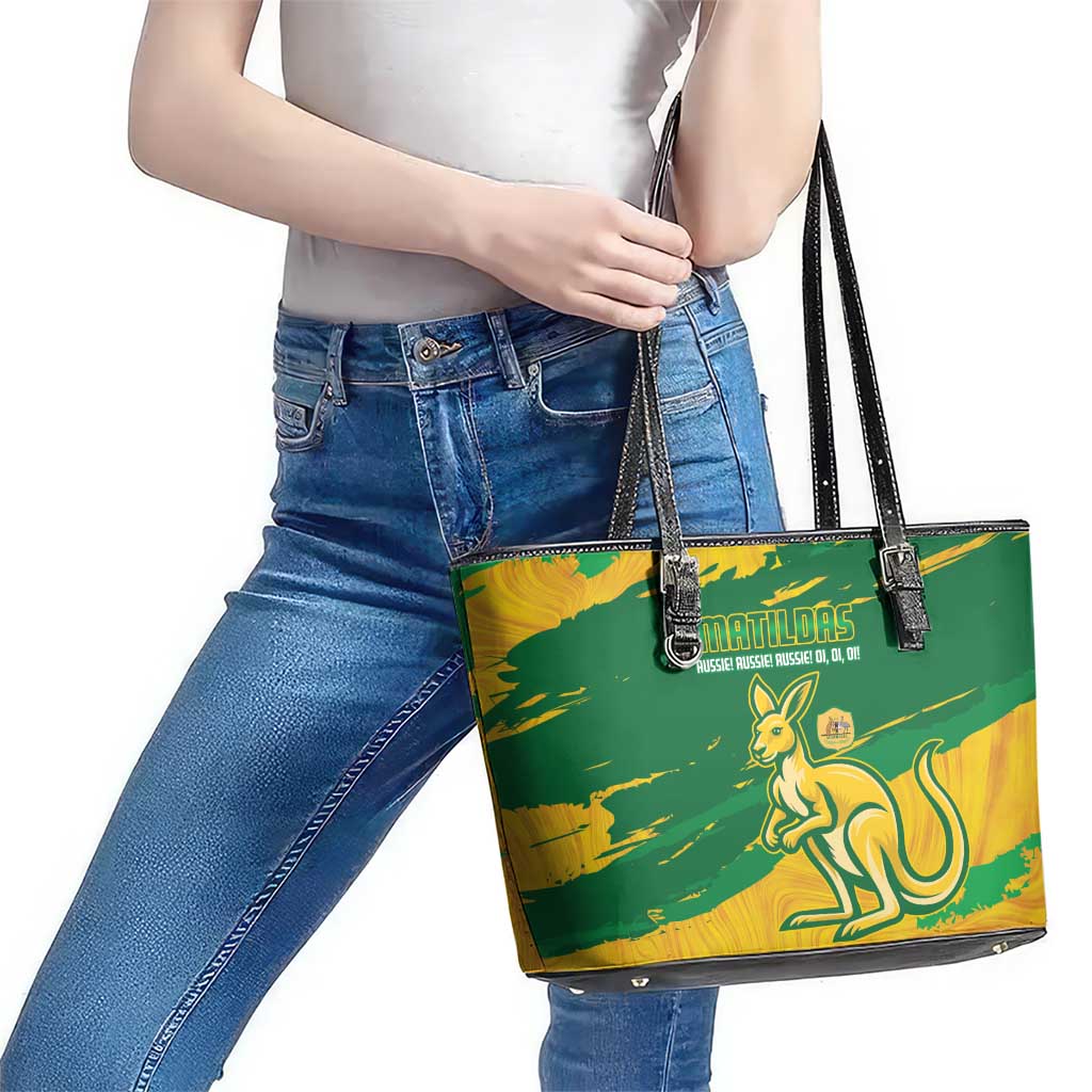 Australia Soccer Leather Tote Bag 2025 Go Matildas Marble Grunge Style