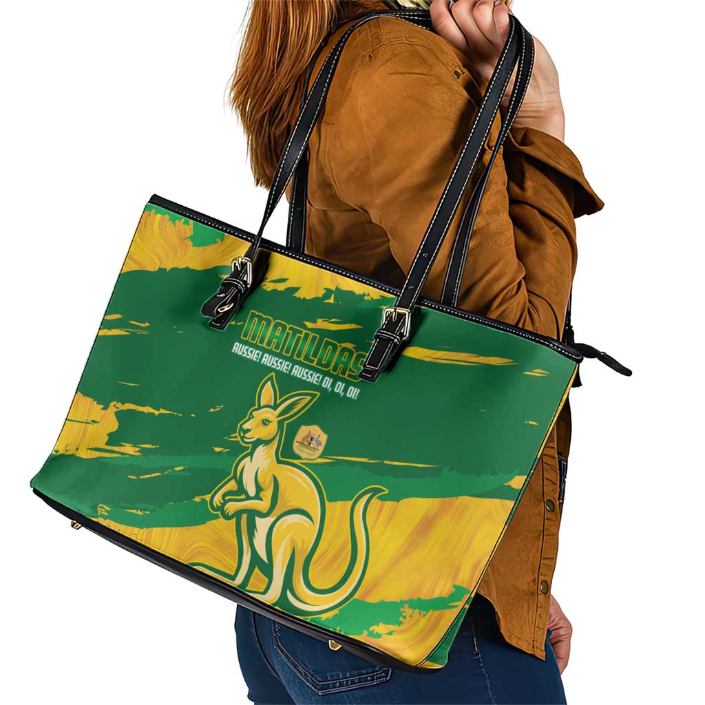 Australia Soccer Leather Tote Bag 2025 Go Matildas Marble Grunge Style