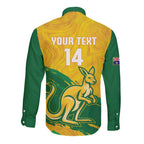 Custom Australia Soccer Long Sleeve Button Shirt 2025 Go Matildas Marble Grunge Style