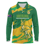 Custom Australia Soccer Long Sleeve Polo Shirt 2025 Go Matildas Marble Grunge Style