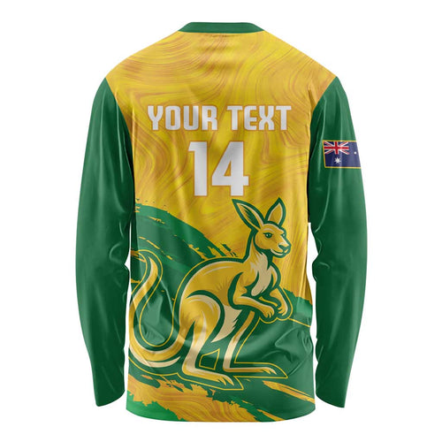 Custom Australia Soccer Long Sleeve Shirt 2025 Go Matildas Marble Grunge Style