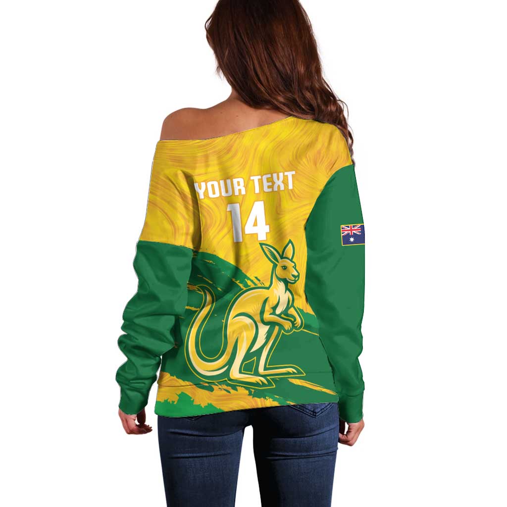 Custom Australia Soccer Off Shoulder Sweater 2025 Go Matildas Marble Grunge Style