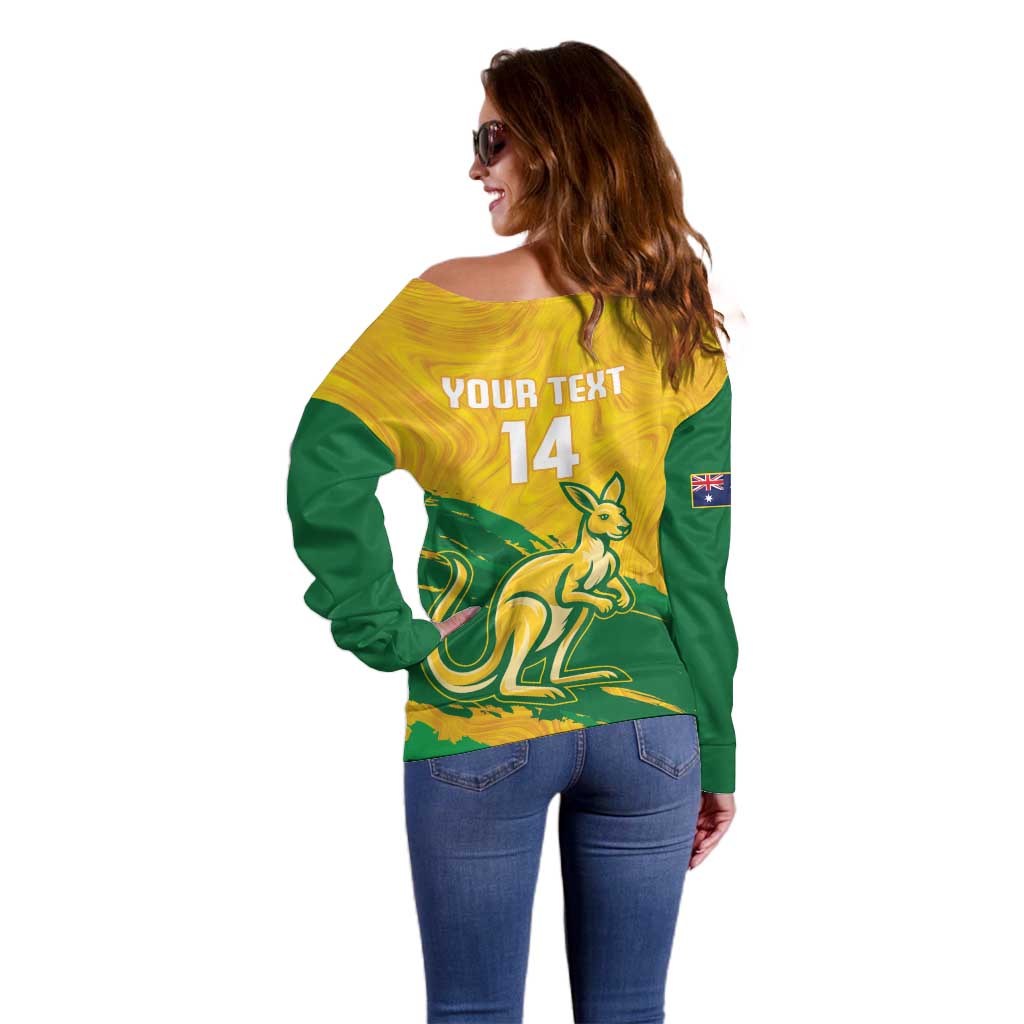 Custom Australia Soccer Off Shoulder Sweater 2025 Go Matildas Marble Grunge Style