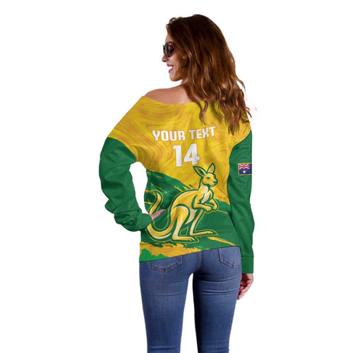 Custom Australia Soccer Off Shoulder Sweater 2025 Go Matildas Marble Grunge Style