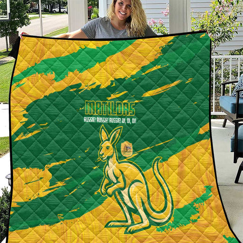Australia Soccer Quilt 2025 Go Matildas Marble Grunge Style