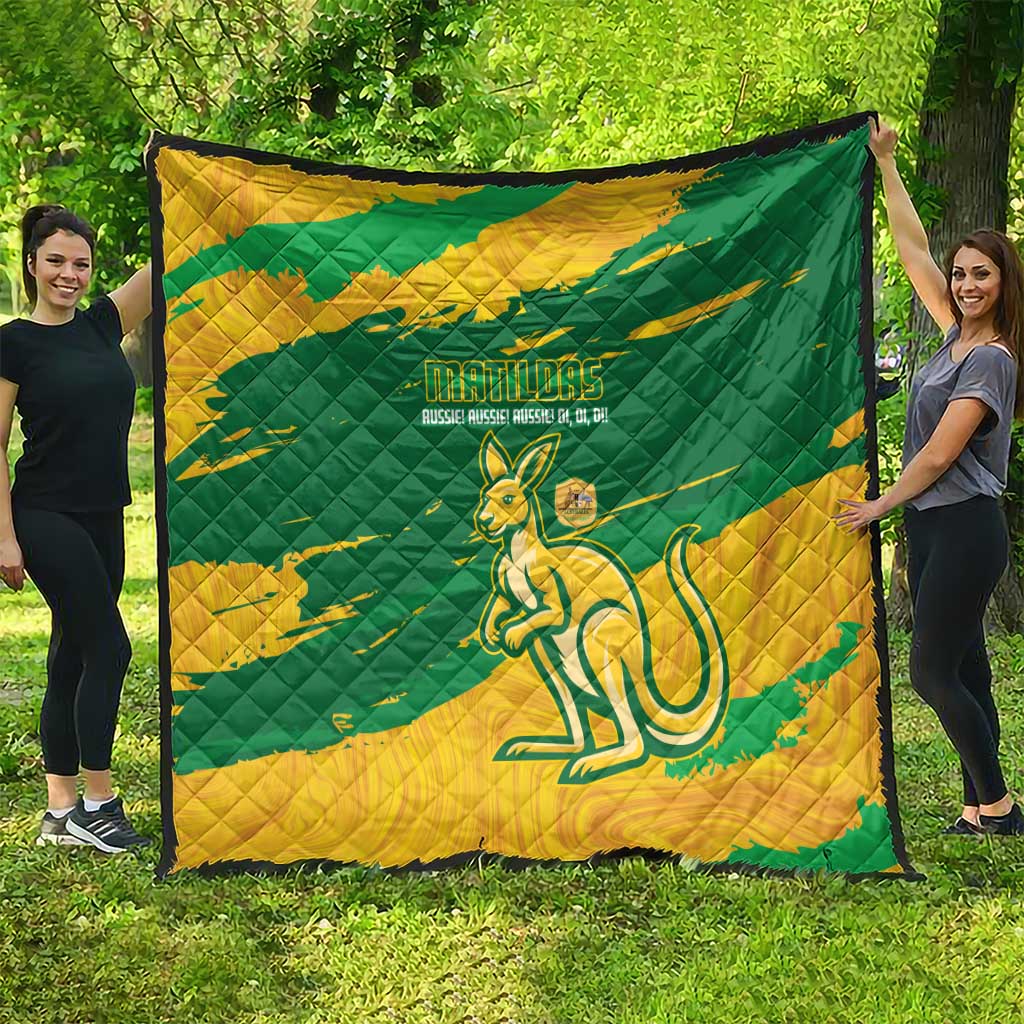 Australia Soccer Quilt 2025 Go Matildas Marble Grunge Style