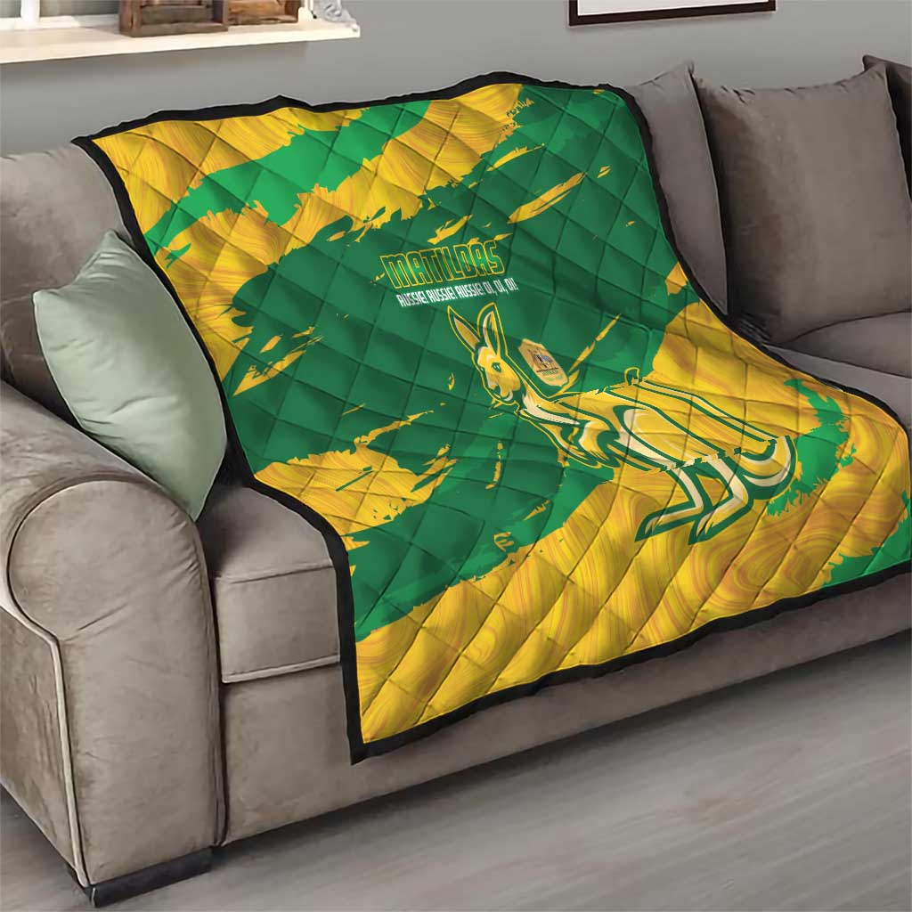Australia Soccer Quilt 2025 Go Matildas Marble Grunge Style