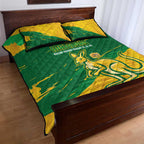 Australia Soccer Quilt Bed Set 2025 Go Matildas Marble Grunge Style