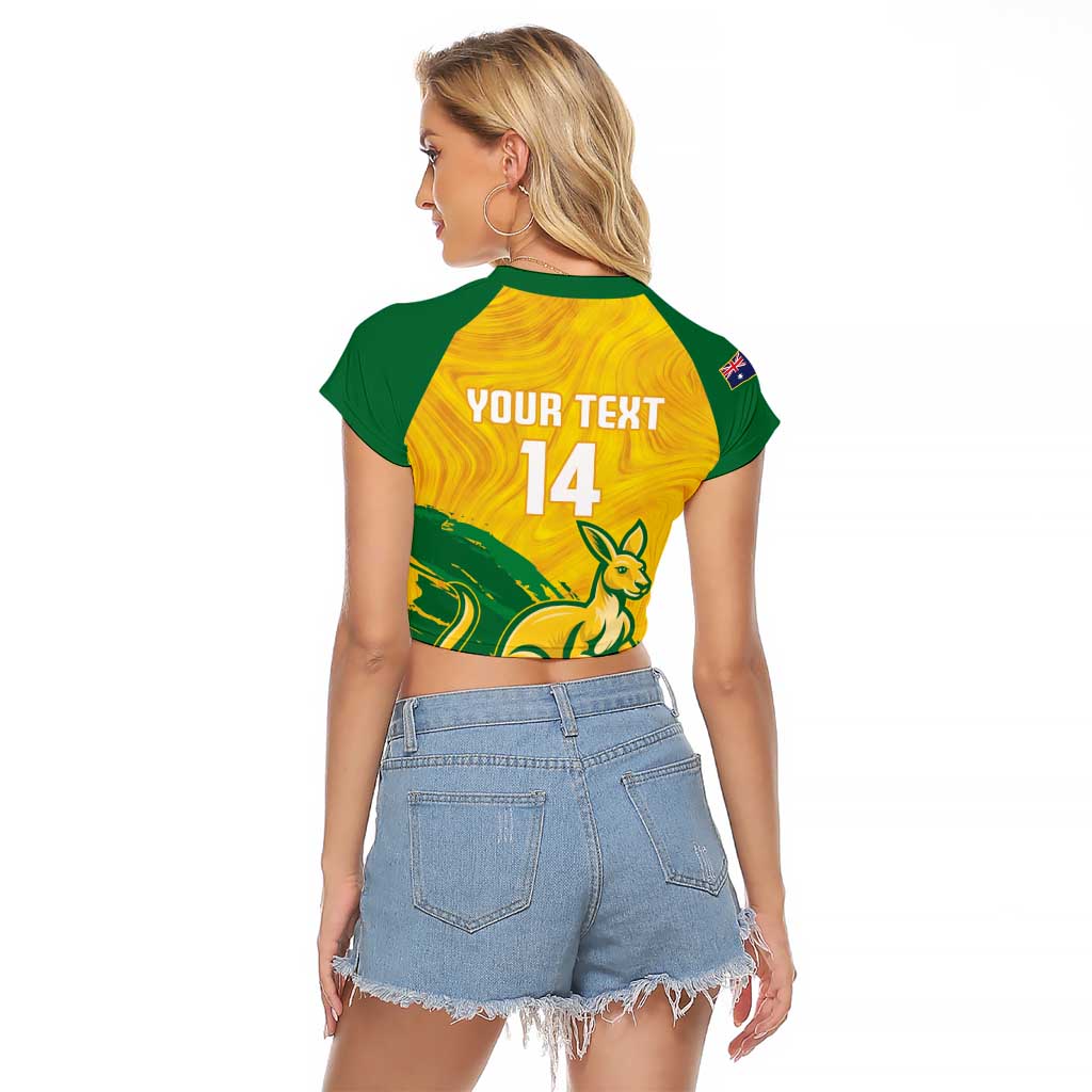 Custom Australia Soccer Raglan Cropped T Shirt 2025 Go Matildas Marble Grunge Style