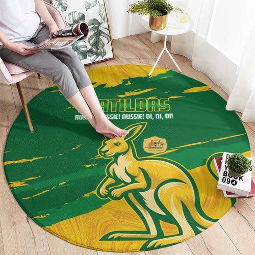 Australia Soccer Round Carpet 2025 Go Matildas Marble Grunge Style