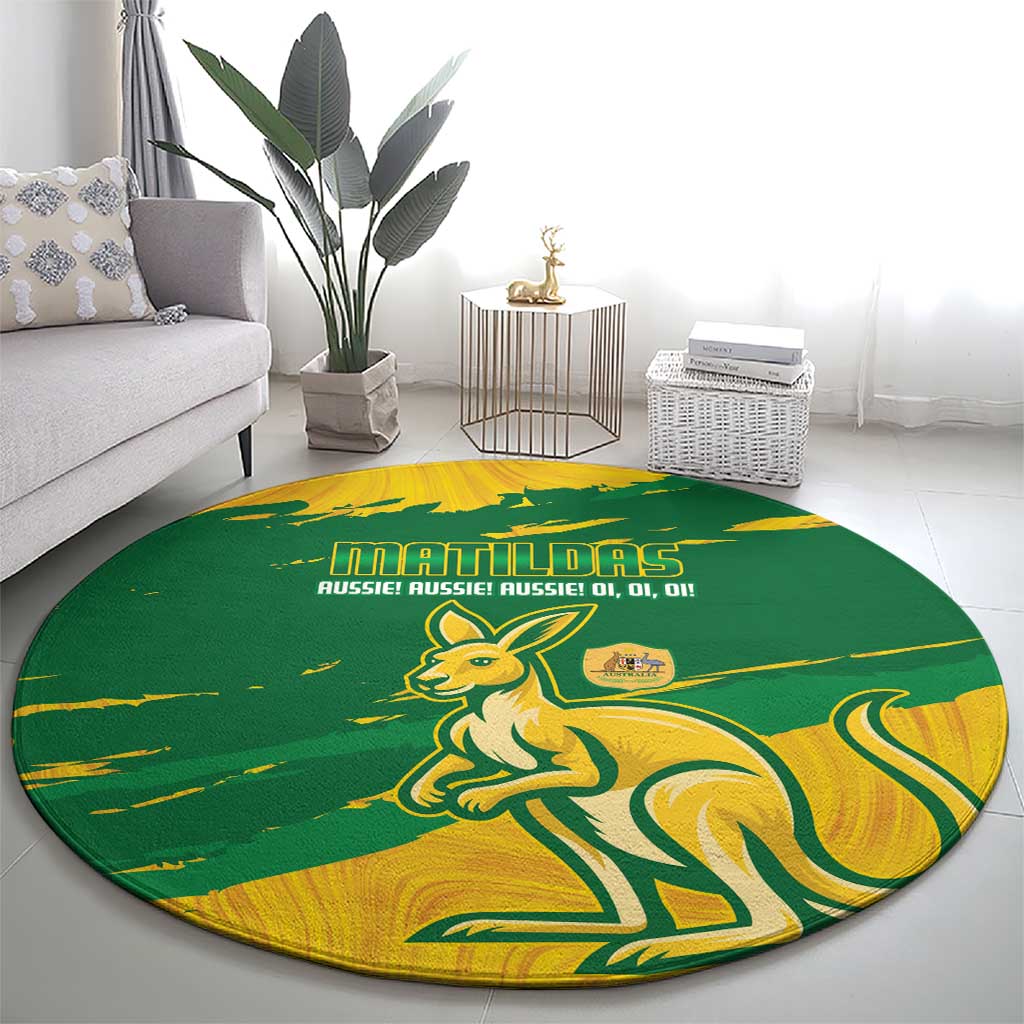 Australia Soccer Round Carpet 2025 Go Matildas Marble Grunge Style