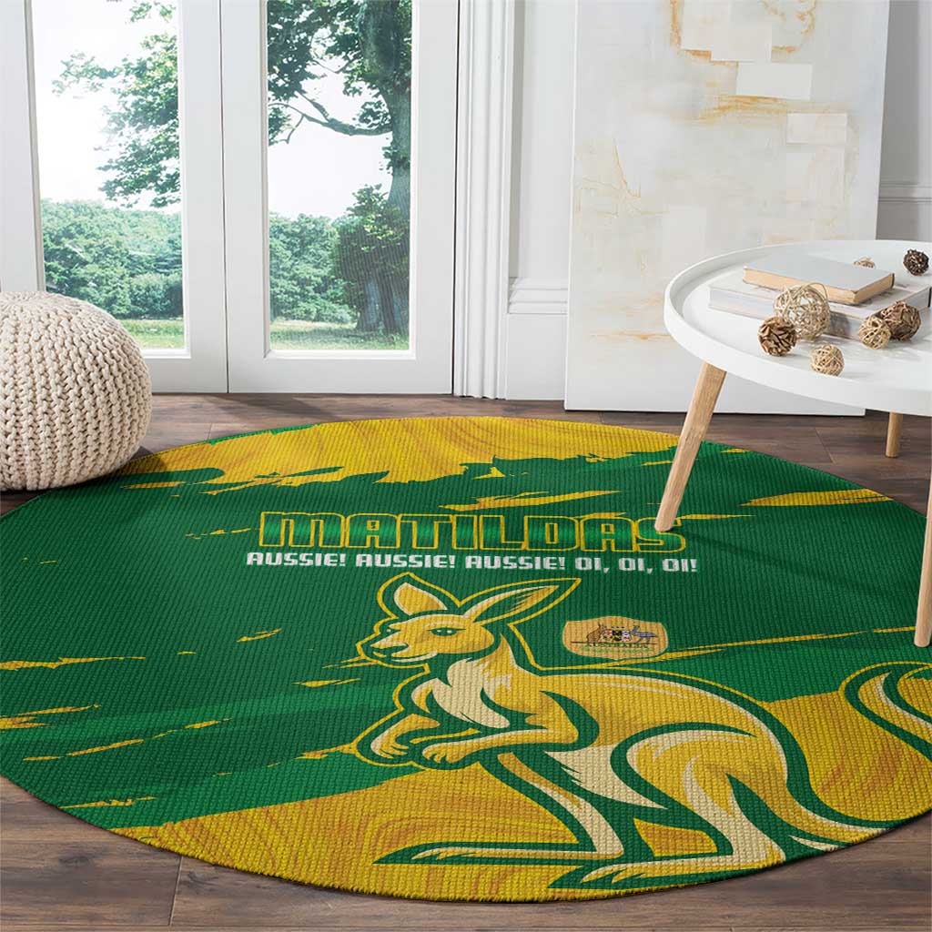 Australia Soccer Round Carpet 2025 Go Matildas Marble Grunge Style