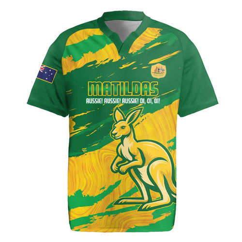 Custom Australia Soccer Rugby Jersey 2025 Go Matildas Marble Grunge Style