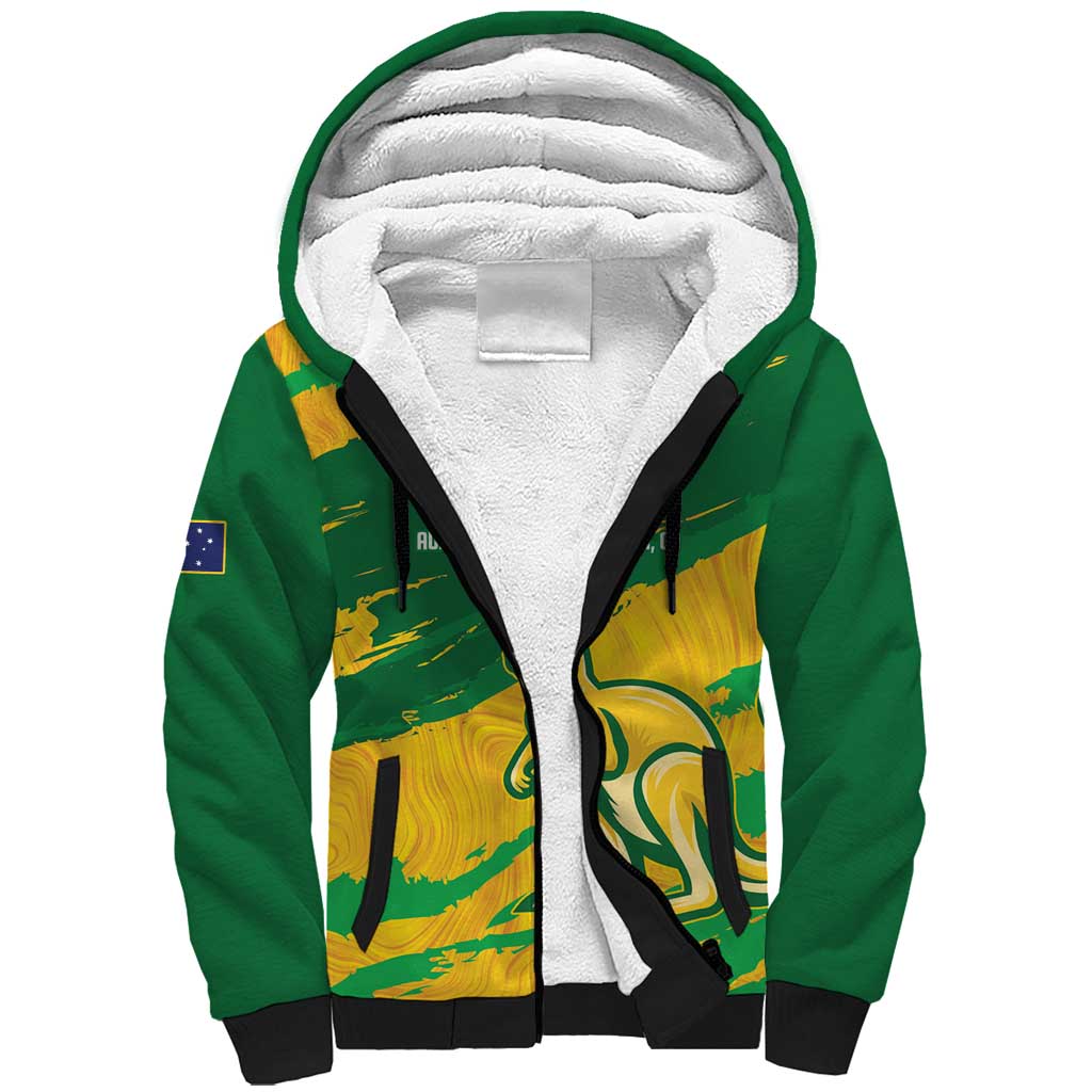 Custom Australia Soccer Sherpa Hoodie 2025 Go Matildas Marble Grunge Style