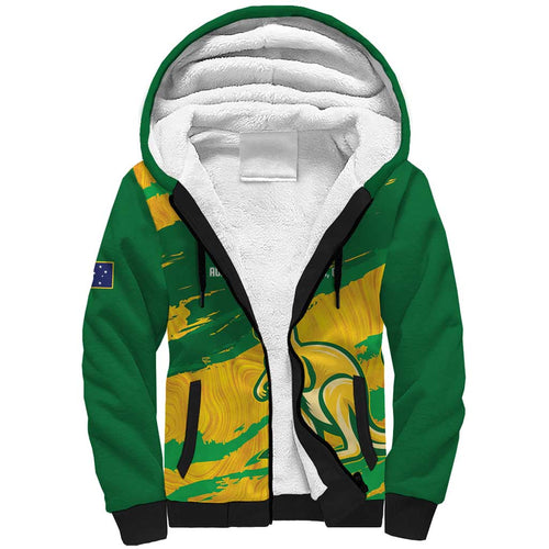 Custom Australia Soccer Sherpa Hoodie 2025 Go Matildas Marble Grunge Style
