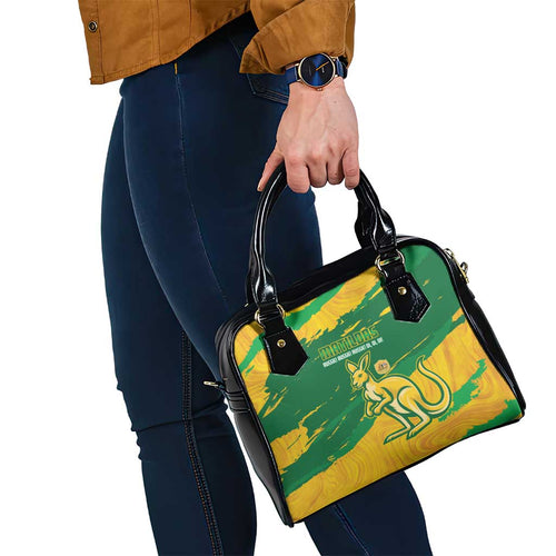 Australia Soccer Shoulder Handbag 2025 Go Matildas Marble Grunge Style