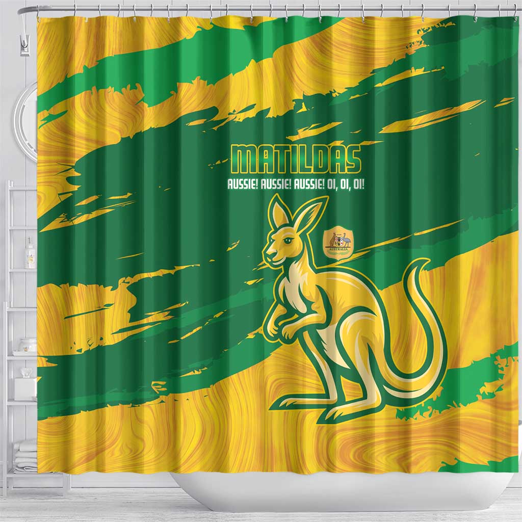 Australia Soccer Shower Curtain 2025 Go Matildas Marble Grunge Style