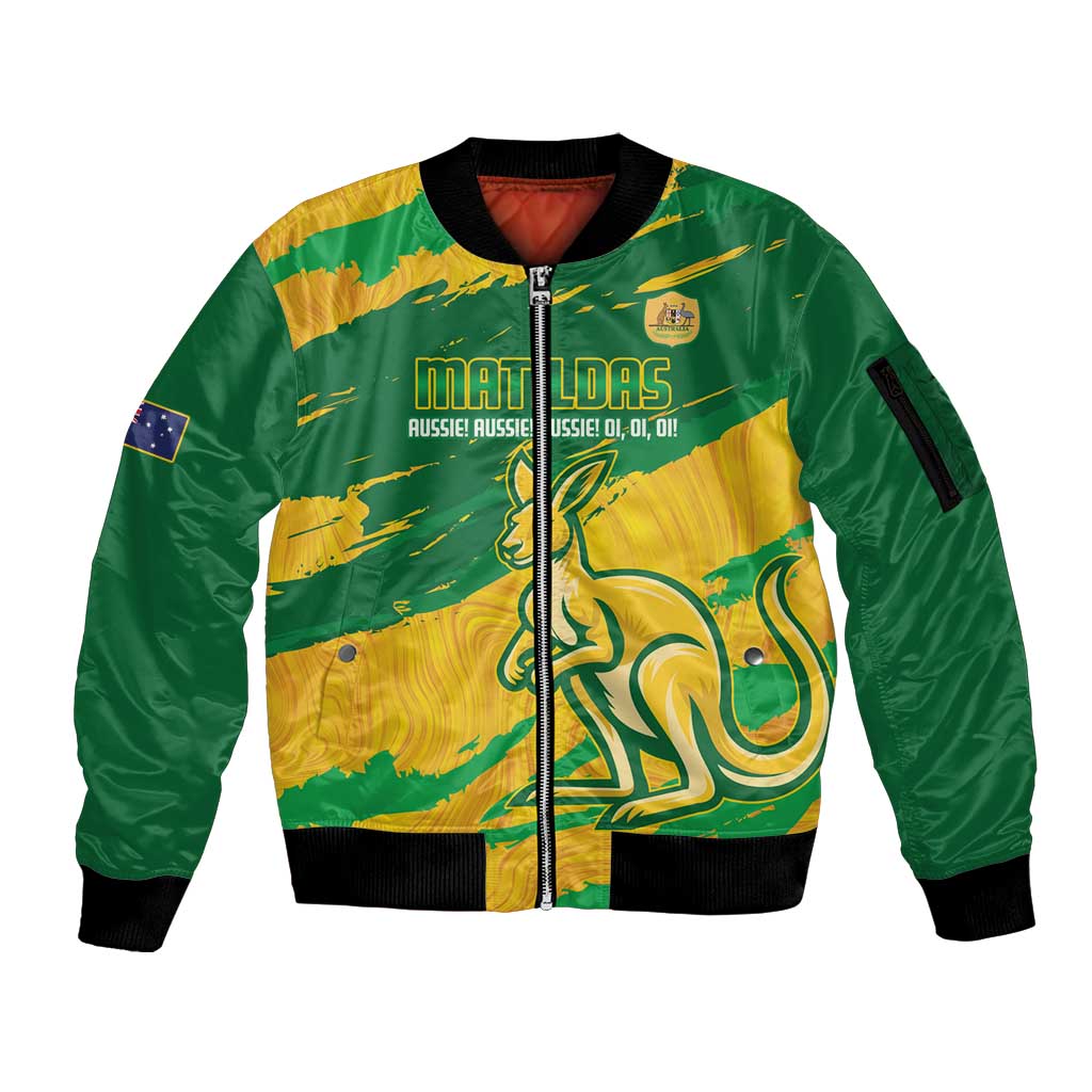 Custom Australia Soccer Sleeve Zip Bomber Jacket 2025 Go Matildas Marble Grunge Style
