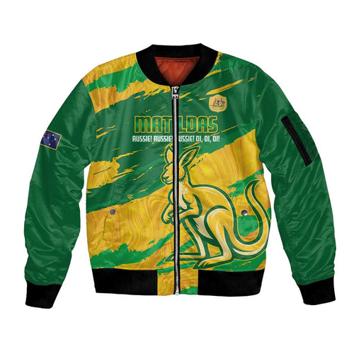 Custom Australia Soccer Sleeve Zip Bomber Jacket 2025 Go Matildas Marble Grunge Style