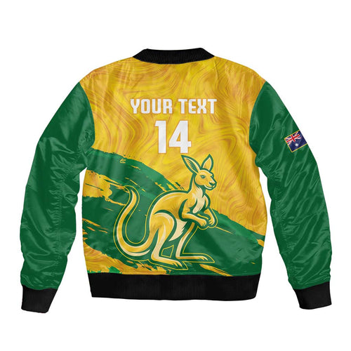 Custom Australia Soccer Sleeve Zip Bomber Jacket 2025 Go Matildas Marble Grunge Style