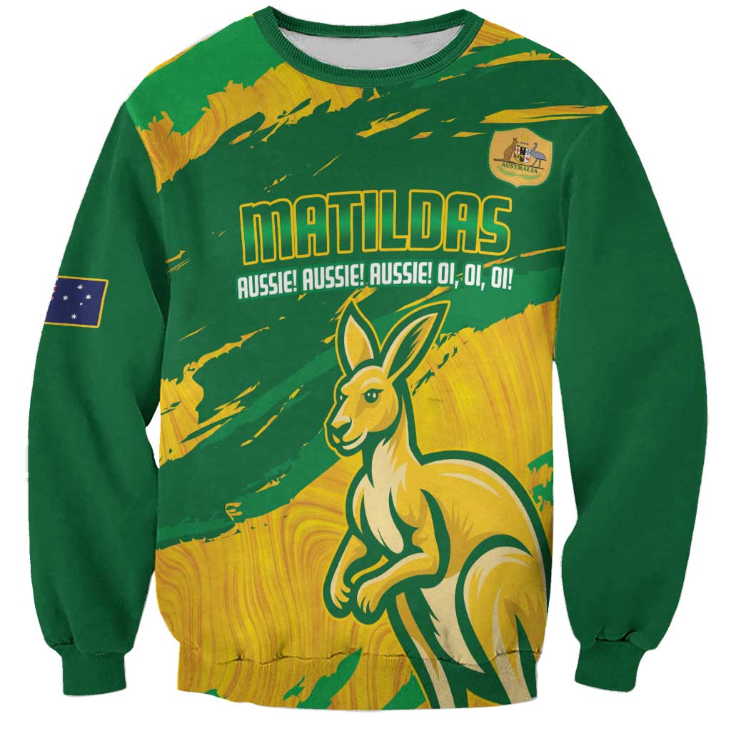Custom Australia Soccer Sweatshirt 2025 Go Matildas Marble Grunge Style