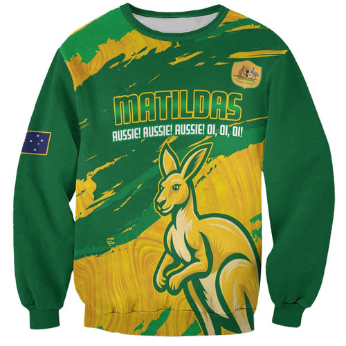 Custom Australia Soccer Sweatshirt 2025 Go Matildas Marble Grunge Style