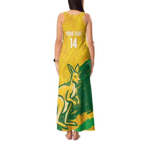 Custom Australia Soccer Tank Maxi Dress 2025 Go Matildas Marble Grunge Style
