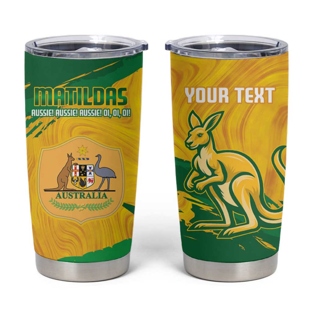 Custom Australia Soccer Tumbler Cup 2025 Go Matildas Marble Grunge Style