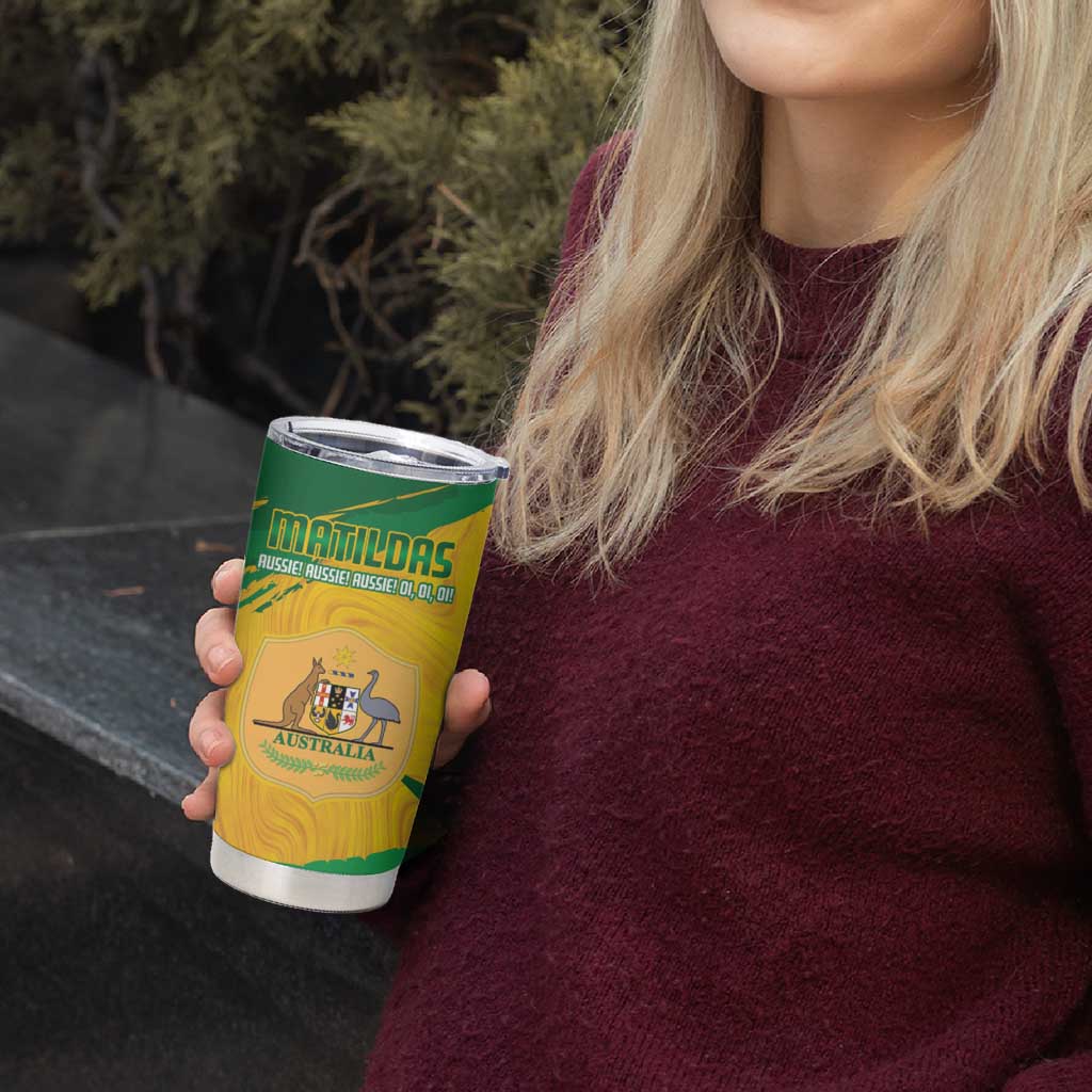 Custom Australia Soccer Tumbler Cup 2025 Go Matildas Marble Grunge Style