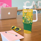 Custom Australia Soccer Tumbler With Handle 2025 Go Matildas Marble Grunge Style