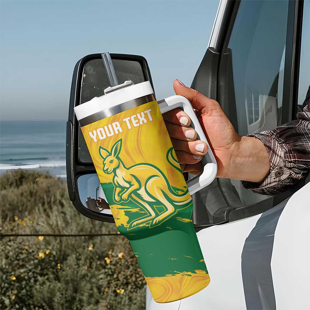 Custom Australia Soccer Tumbler With Handle 2025 Go Matildas Marble Grunge Style