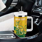 Custom Australia Soccer Tumbler With Handle 2025 Go Matildas Marble Grunge Style