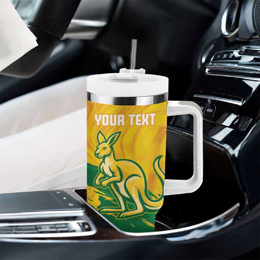 Custom Australia Soccer Tumbler With Handle 2025 Go Matildas Marble Grunge Style