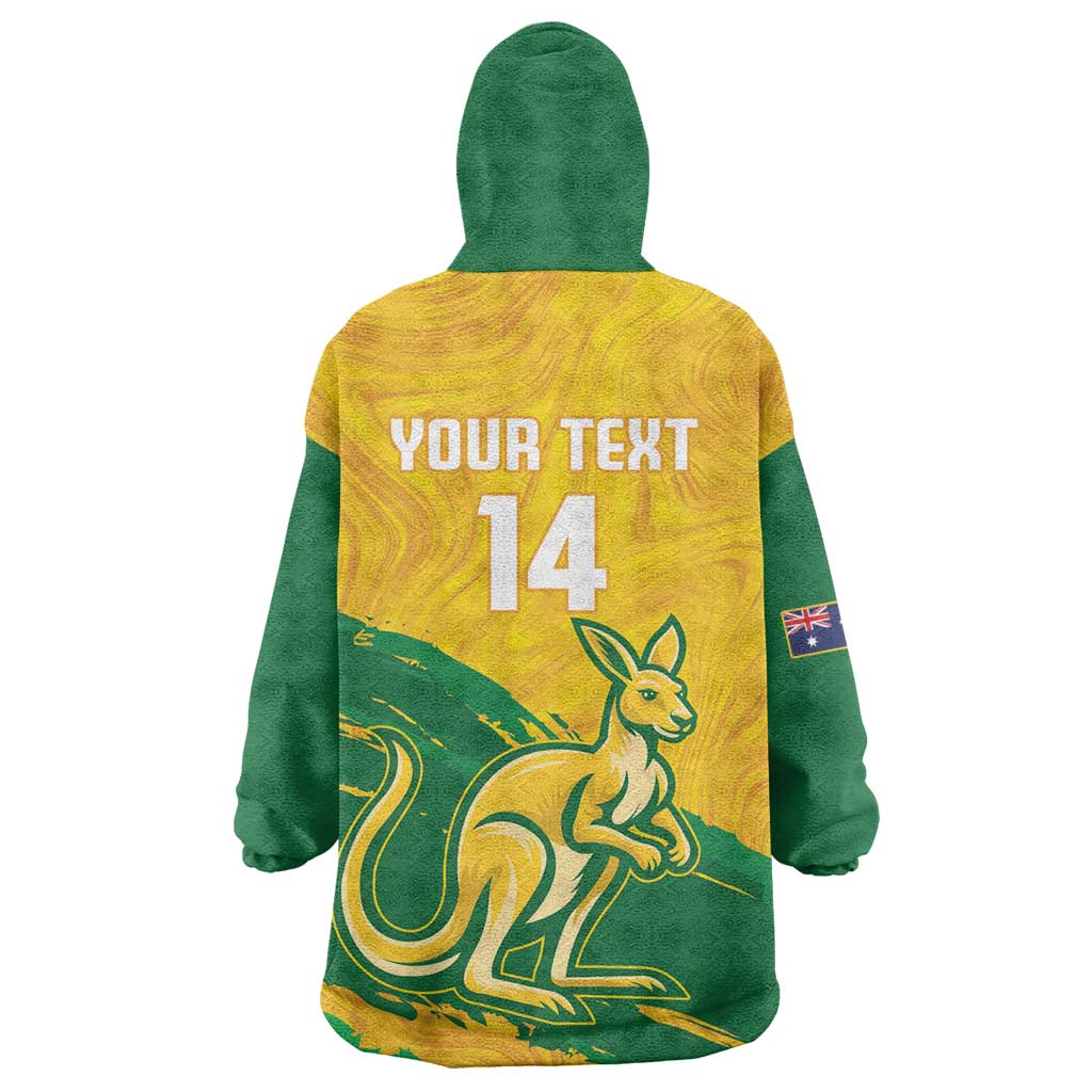 Custom Australia Soccer Wearable Blanket Hoodie 2025 Go Matildas Marble Grunge Style