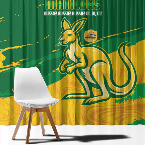Australia Soccer Window Curtain 2025 Go Matildas Marble Grunge Style