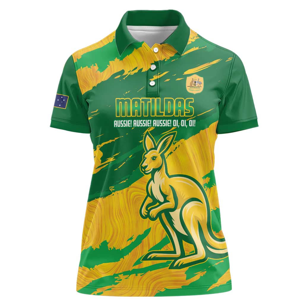 Custom Australia Soccer Women Polo Shirt 2025 Go Matildas Marble Grunge Style