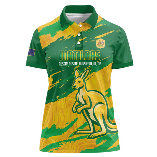 Custom Australia Soccer Women Polo Shirt 2025 Go Matildas Marble Grunge Style