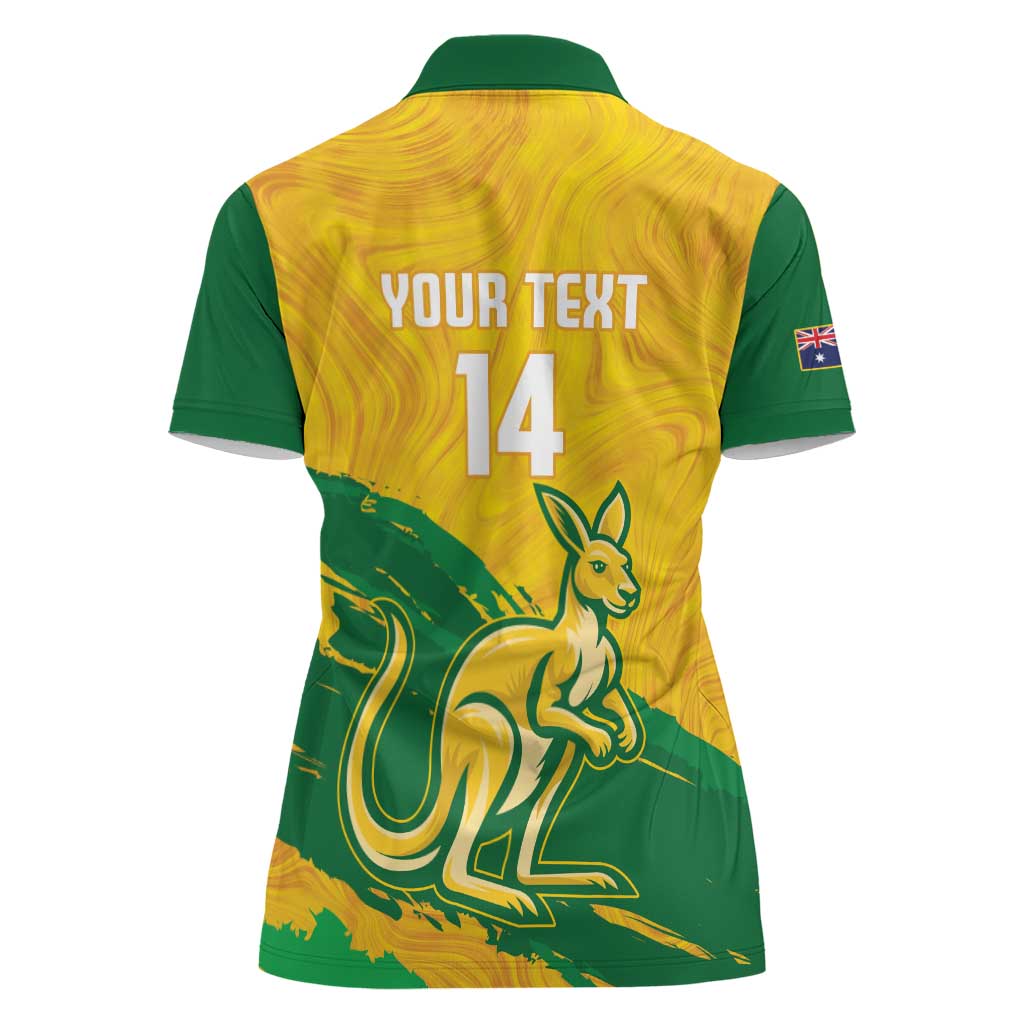 Custom Australia Soccer Women Polo Shirt 2025 Go Matildas Marble Grunge Style