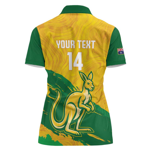 Custom Australia Soccer Women Polo Shirt 2025 Go Matildas Marble Grunge Style