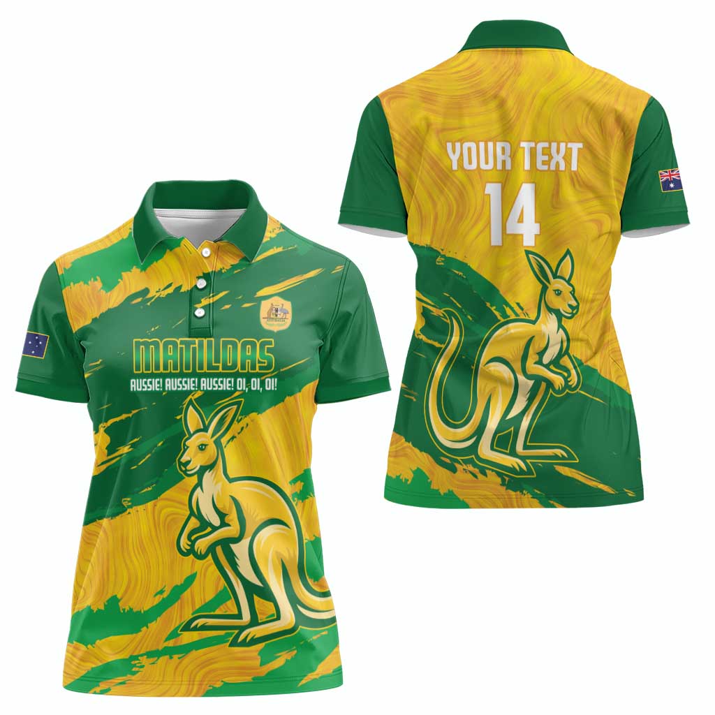 Custom Australia Soccer Women Polo Shirt 2025 Go Matildas Marble Grunge Style